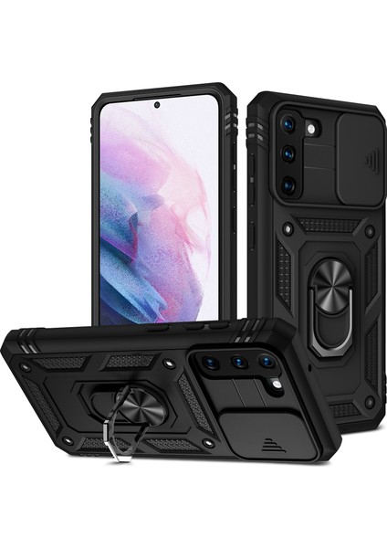 Samsung Galaxy S21 5g/4g-Black Için Kamera Kaydırıcısı ile Kickstand 3-1 Arada Tpu Koruma Kapağı Şok Geçirmez Pc Kabuğu (Yurt Dışından)