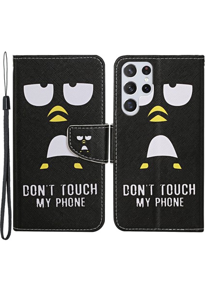 Desen Baskı Standı Cüzdan Tasarımı Her Şey Dahil Koruma Pu Deri Telefon Kapak Kabuğu Samsung Galaxy S22 Ultra 5g-Penguin (Yurt Dışından)