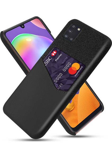 Samsung Galaxy A31-BLACK Için Kart Tutucu Bez+Pu Deri Kaplamalı Pc Telefon Kabuğu (Yurt Dışından)