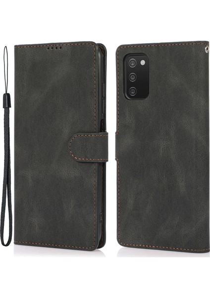 Stand Pu Deri Cüzdan Kılıfı Manyetik Şok Geçirmez Kapak Samsung Galaxy A03S (164.2 x 75.9 x 9.1mm) Için Bilek Kayışlı (Yurt Dışından)