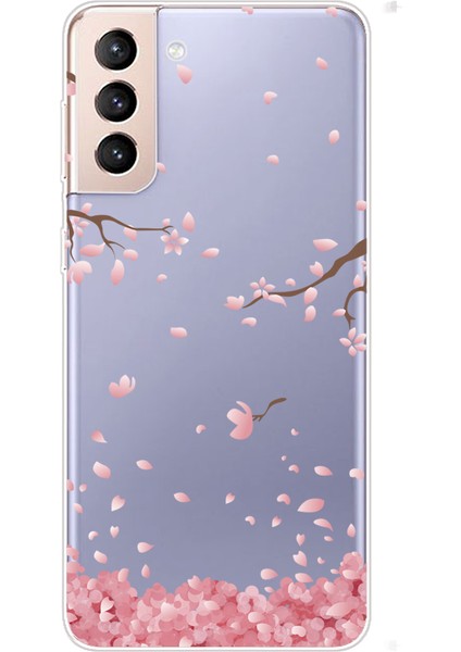 Samsung Galaxy S22+5G-PINK Çiçeği Için Desen Baskı Dayanıklı Ince Yumuşak Tpu Cep Telefon Kılıfı Kapak (Yurt Dışından)