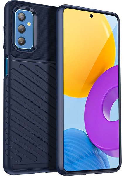 Thunder Serisi Twill Design Yumuşak Kalınlaştırılmış Tpu Samsung Galaxy M52 5g-Blue Için Slip Arka Kapak (Yurt Dışından)