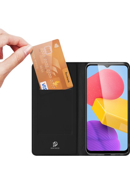 Samsung Galaxy M13 4g Tamamen Sarılmış Deri Kasa, Kart Tutucusu Stand Flip Telefon Shell-Black Için Skin Pro Serisi (Yurt Dışından)