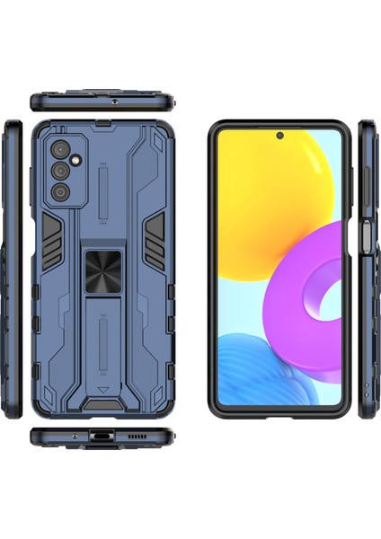 Samsung Galaxy M52 5g-Blue Için Kickstand ile Sert Pc+Yumuşak Tpu Hibrit Kılıf Mobil Telefon Kapağı (Yurt Dışından)