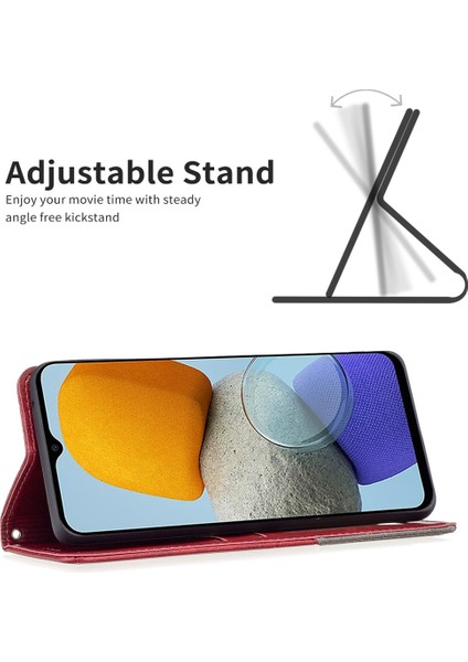 Samsung Galaxy Için M33 5g (Global Versiyon) Geometrik Basılı Cep Telefonu Koruyucusu Pu Deri Stand Örneği Manyetik Otomatik Absorbed Telefon Kablili Kart Tutucu Kırmızısı (Yurt Dışından) fiyatları
