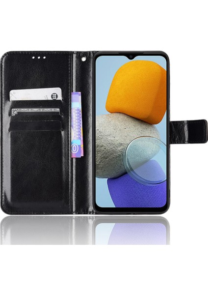 Samsung Galaxy Için M23 5G/F23 5g Çılgın At Dokusu Flip Cüzdan Kılıfı Pu Stand El Kayışı Şok Geçirmez Koruyucu Kapak Black (Yurt Dışından) fiyatları
