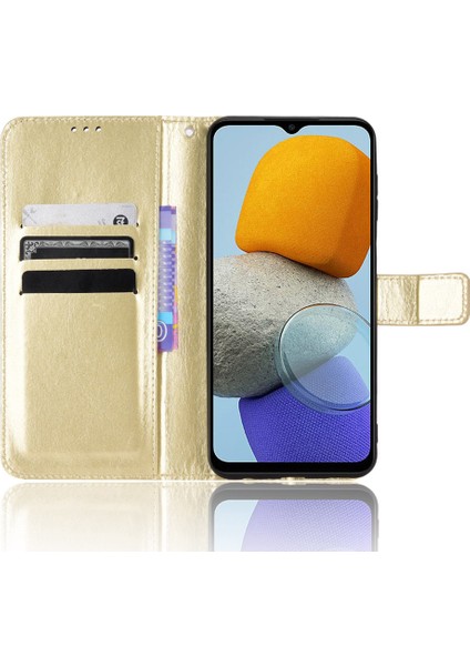 Samsung Galaxy Için M23 5G/F23 5g Çılgın At Dokusu Flip Cüzdan Kılıfı Pu Stand El Kayışı Şok Geçirmez Koruyucu Koruyucu Kapak-Altın (Yurt Dışından) fiyatları
