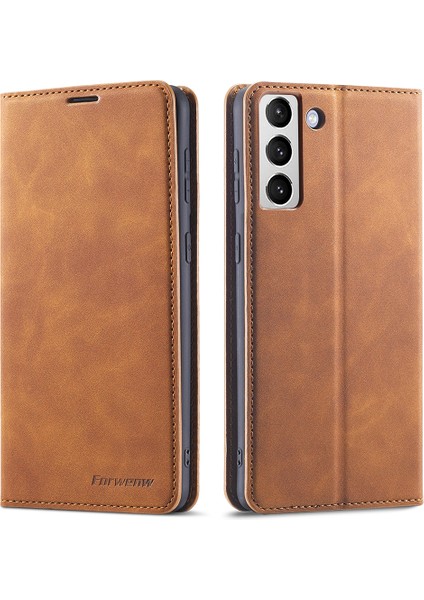 Serisi Yumuşak Tpu Iç Kasa Samsung Galaxy S22+5G-BROWN Için Cüzdan Standı ile Cilt Touch Pu Deri Kapak (Yurt Dışından)
