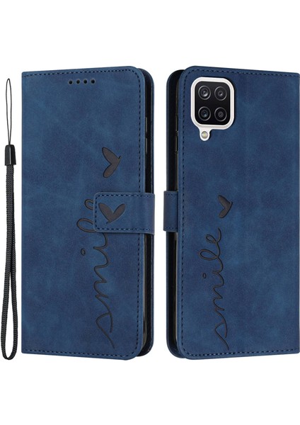 Samsung Galaxy A42 5g Için Stand Cüzdan Cilt Touch Telefon Kılıfı, Kalp Şekli Baskı Pu Deri+Tpu Çok Yolda Kapak Sapfire (Yurt Dışından)