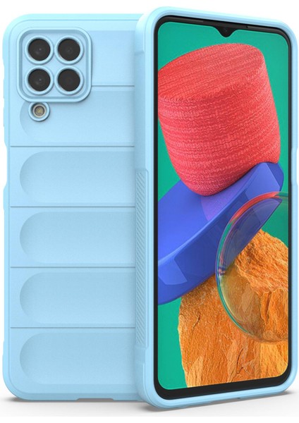 Samsung Galaxy M33 5g (Global Versiyon) Sağlam Yumuşak Tpu Arka Kapak Karşıtı Anti-Fall Cep Telefonu Case Baby Blue (Yurt Dışından)