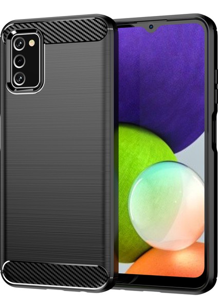 Karbon Fiber Dokusu 1.8mm Tpu Kasa Fırçalanmış Yüzey Parmaksız Damla Geçirmez Telefon Koruyucu Kapak Samsung Galaxy A03S (166.5 x 75.98 x 9.14MM) -Black (Yurt Dışından)