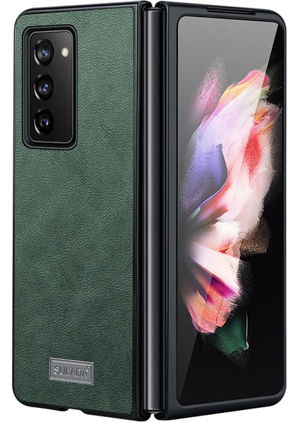 Seashell Digital Anti-Fall Çılgın At Dokusu Anti-Çizgi Pu Deri Kaplama Pc Cep Telefon Kılıfı Samsung W21 Için 5g/galaxy Z Fold2 5g-Green (Yurt Dışından)