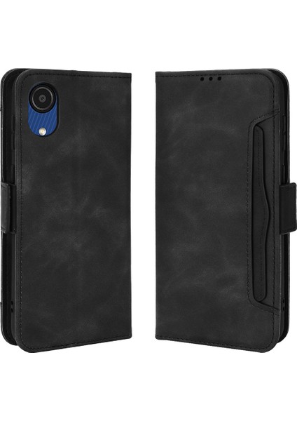 Samsung Galaxy A03 Için Çekirdek Her Şey Dahil Koruma Anti-Drop Anti-Drop Çoklu Kart Yuvaları Cüzdan Kılıf Flip Premium Pu Deri Stand Telefon Kabuğu Kapak Black (Yurt Dışından)