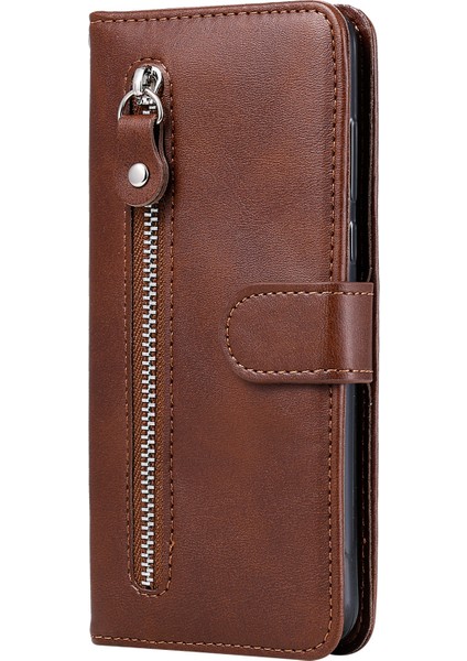 Samsung Galaxy A03'LER (164.2 x 75.9 x 9.1mm) Için Pu Deri Telefon Kasası Damla Dirençli Folio Flip Stand Cüzdan Fermuar Cep Tasarım Kılıfı (Yurt Dışından)