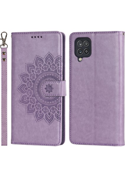 Samsung Galaxy A12 R61 Doku Için Dikiş Pu Derisi+Tpu Stand Telefon Kılıfı Desen Basılı Cüzdan Kapak-Doğru (Yurt Dışından)