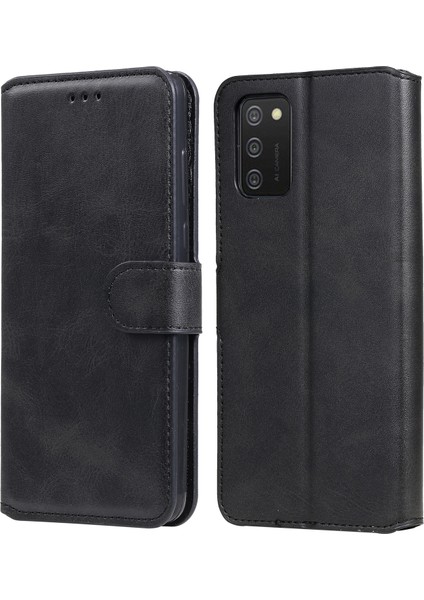 Pu Deri Cüzdan Stand Folio Flip Koruyucu Telefon Kapağı Samsung Galaxy A03S (164.2 x 75.9 x 9.1mm) -Black (Yurt Dışından)