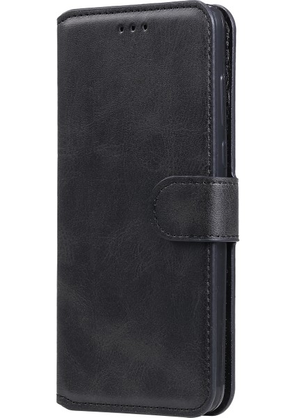 Pu Deri Cüzdan Stand Folio Flip Koruyucu Telefon Kapağı Samsung Galaxy A03S (164.2 x 75.9 x 9.1mm) -Black (Yurt Dışından)