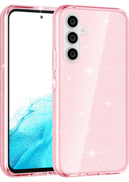 Samsung Galaxy A54 Için 5g Glittery Powder Bling Telefon Kılıfı Sabit Pc Yumuşak Tpu Bırak Koruma Anti-Fall Kapak Pembe (Yurt Dışından)