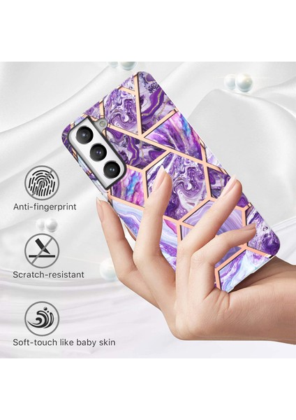 Anti-Çizelge 2.0mm Mermer Desen Imd Elektrokaplatma Samsung Galaxy S21 Fe 5g-Dark Mor Için Yumuşak Tpu Telefon Kapağı (Yurt Dışından)