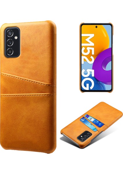 Samsung Galaxy M52 5g-Orange Için Çift Kart Yuvaları ile Premium Pu Deri+Pc Anti-Çizelge Sabit Kılıf (Yurt Dışından)