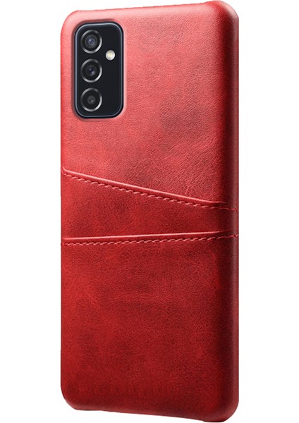 Samsung Galaxy M52 5g-Red Için Çift Kart Yuvaları ile Premium Pu Deri+Pc Anti-Çizgiye Karşı Sert Kase (Yurt Dışından)