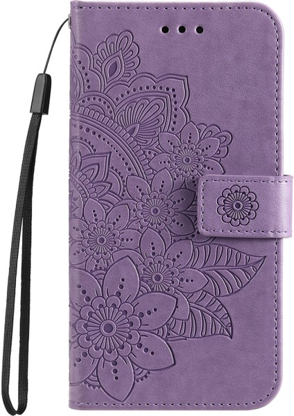 Samsung Galaxy A03 Için (166.5 x 75.98 x 9.14MM) Dalgalı Koruma Koruması Çiçek Çift Seçmeli Manyetik Toka Pu Deri Deri Stand Cüzdan Telefon Kılıfı El Strap-Morple ile (Yurt Dışından) fiyatları