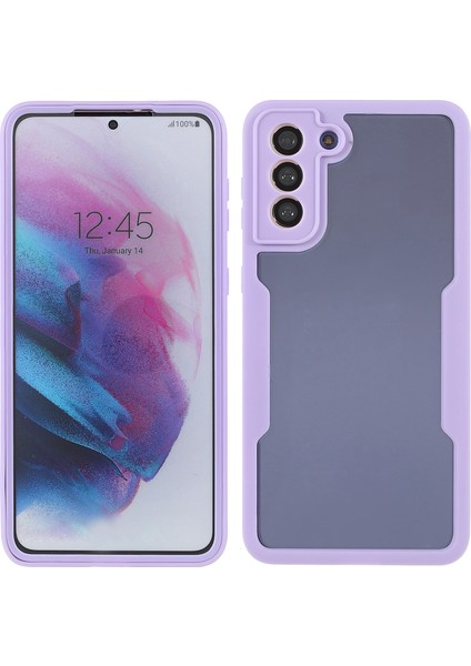 Samsung Galaxy S21 4G/5G/S30 5g-Purple Için Pet Screen Koruyucu ile Çıkarılabilir 2 Arada Damlı Akrilik+Tpu Hibrit Telefon Koruyucu Kılıf (Yurt Dışından)