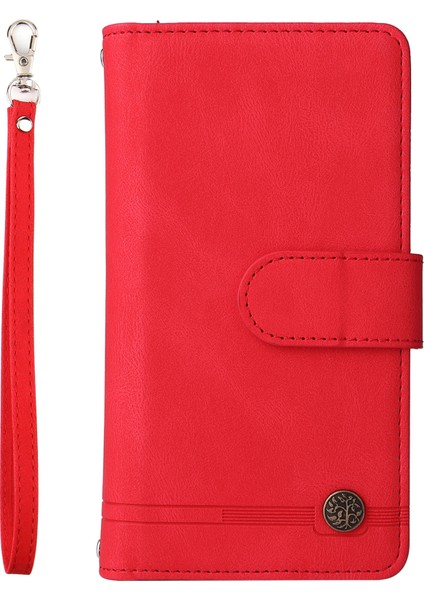 Fermuar Cep Çizgileri Baskılı Deri Kapak Cüzdanı Samsung Galaxy A03 (164.2 x 75.9 x 9.1mm) Için Birden Fazla Kart Yuvası ile Telefon Kasası (Yurt Dışından)