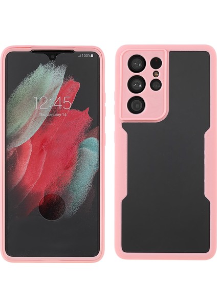 Şok Emilen Akrilik+Tpu Çıkarılabilir 2'si 1 Arada Hibrit Telefon Koruyucu Kasa+Samsung Galaxy S21 Ultra 5G/S30 Ultra 5g-Pink Için Pet Screen Koruyucusu (Yurt Dışından)