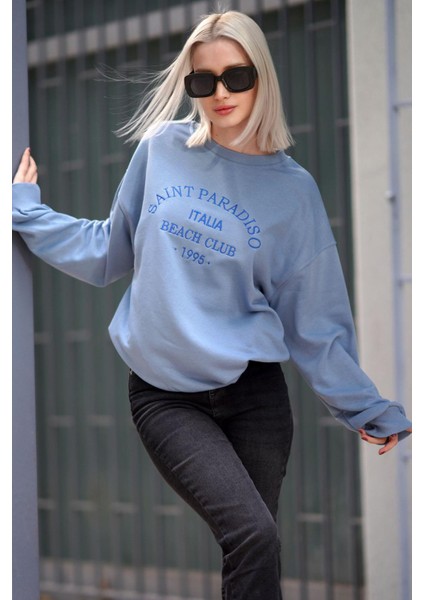 Mavi Bisiklet Yaka Baskılı Sweatshirt MG1924 fiyatları