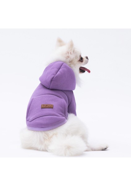 Lila Kanguru Cepli Kedi-Köpek Hoodie- Sweatshirt Kedi Köpek Kıyafeti