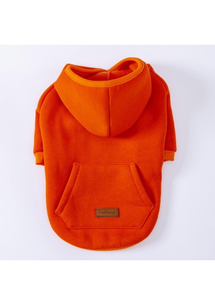 Turuncu Kanguru Cepli Kedi-Köpek Hoodie- Sweatshirt Kedi Köpek Kıyafeti