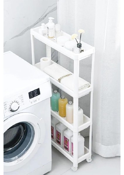 Omaş Slim Yeni Tekerlekli 4 Katlı Banyo Rafı-Mutfak Raf Servis Sehpası Organizer indirimleri