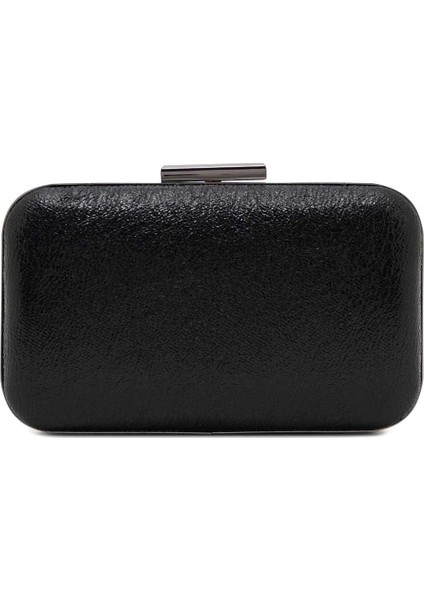 Siyah Renk Kristal Mat Deri Desenli Oval Metal Gümüş Kasalı Zincirli Kadın Abiye Çanta fırsatları