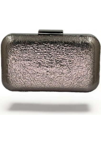 Antrasit Gri Platin Renk Saten Oval Gümüş Metal Kasalı Metal Saplı Kristal Swarovski Taşlı Kadın Abiye Çanta Kına Gelin Çantası Portföy Clutch Mezuniyet Çantası