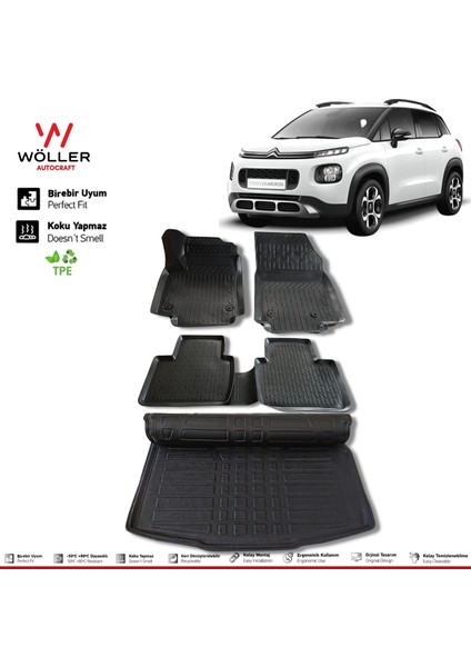 Citroen C3 Aircross Paspas Bagaj Havuzu Set 2017 Sonrası 3D Ultraflex Set