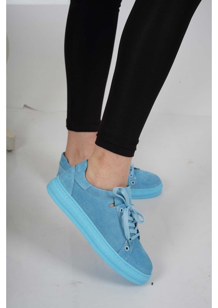 Hakiki Deri Bebe Mavi Süet Kadın Casual Ayakkabı 231108105 modelleri