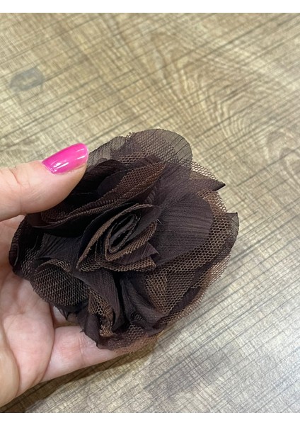 10X10 cm Tüllü Kabartma Tasarım Çiçek Broş Yaka Iğnesi Türban Iğnesi