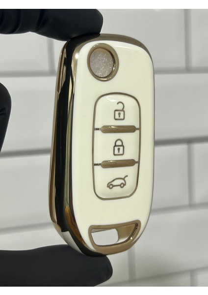 Renault Taliant Sustalı Nano Anahtar Kılıfı Beyaz