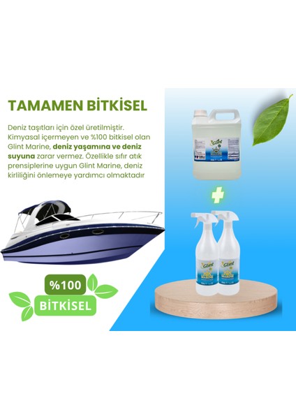 Marine 5 Lt + 2 x 1 Lt %100 Bitkisel Vegan Ahşap Cam Tekne Içi Dışı Genel Temizleyici