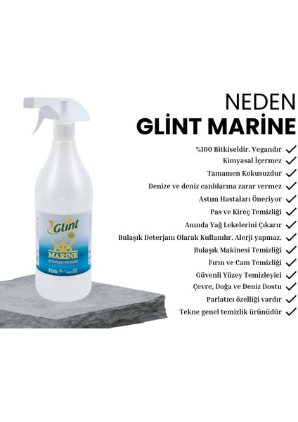 Marine 5 Lt + 2 x 1 Lt %100 Bitkisel Vegan Ahşap Cam Tekne Içi Dışı Genel Temizleyici