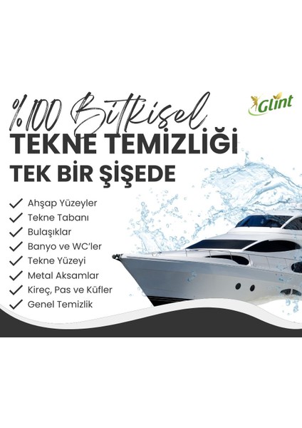 Marine 5 Lt + 2 x 1 Lt %100 Bitkisel Vegan Ahşap Cam Tekne Içi Dışı Genel Temizleyici