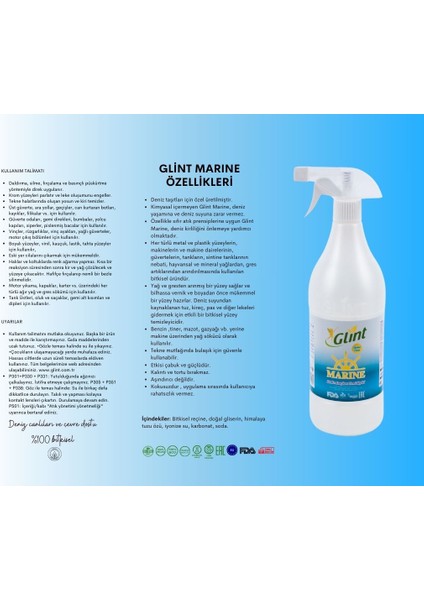 Marine 5 Lt + 2 x 1 Lt %100 Bitkisel Vegan Ahşap Cam Tekne Içi Dışı Genel Temizleyici