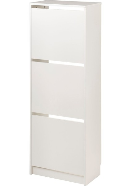Bıssa Ayakkabı Dolabı, 49X28X135 Cm, 3 Bölmeli Beyaz Renk