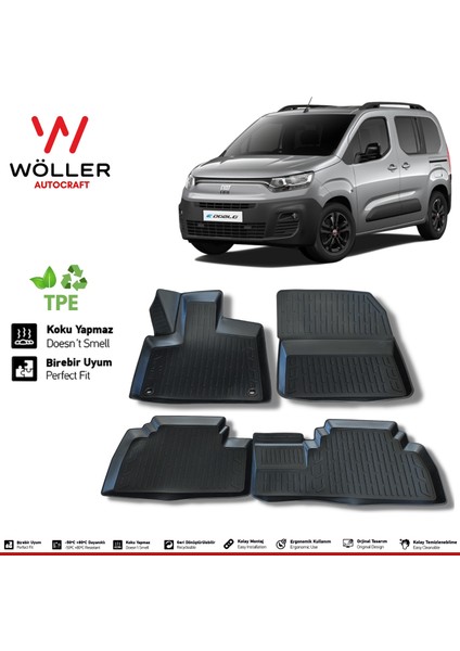 Fiat Doblo Paspas 2023 Sonrası 3D Havuzlu Wöller Paspas