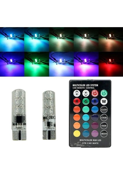 Plaka Ledi Parklar Için Kumandalı Beyaz T10 Park Ampulü 2 Adet 18 LED