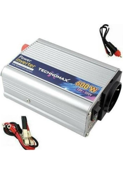 Technomax 600W 12V Çevirici Invertör Araç Elektirik Çeviricisi