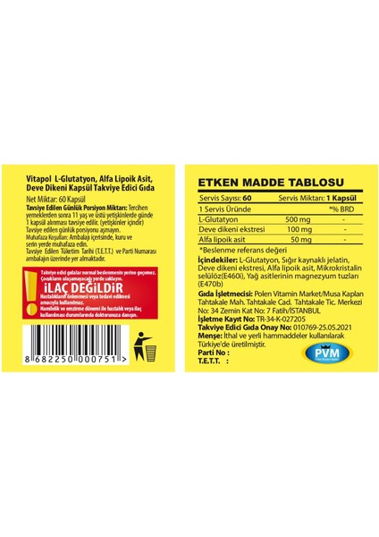 L-Glutathione 500 mg 60 Kapsül L-Glutatyon Milk Thistle Alpha Lipoic Acid fiyatları