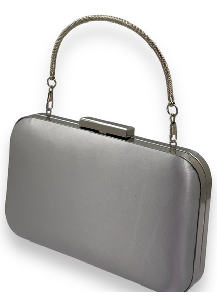 Gri Renk Saten Oval Gümüş Metal Kasalı Metal Saplı Kristal Swarovski Taşlı Kadın Abiye Çanta Kına Gelin Çantası Portföy Clutch Mezuniyet Çantası fiyatları