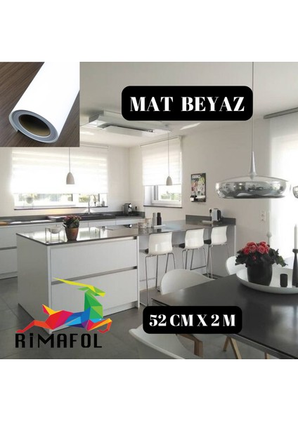 Mat Beyaz Mobilya Dolap Tezgah Kaplama Folyosu 52CMX2M